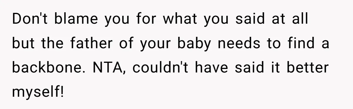 This Wife Finally Told Her Mother-in-Law to Stop Demanding Her Husband’s Attention Don't blame you for what you said at all but the father of your baby needs to find a backbone. NTA, couldn't have said it better myself!