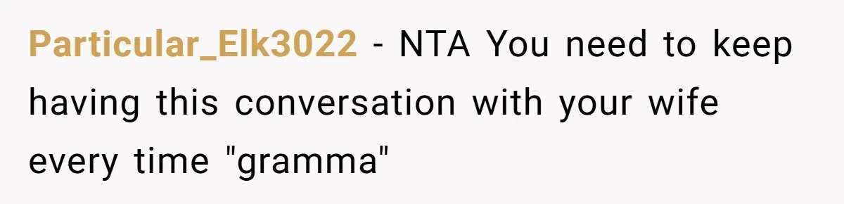 Particular_Elk3022 − NTA You need to keep having this conversation with your wife every time "gramma"
