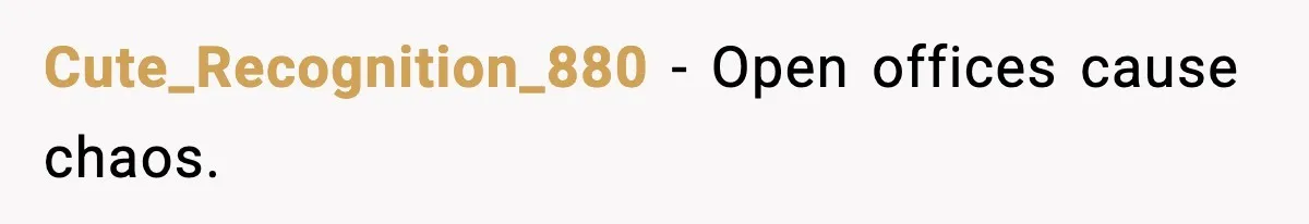 Cute_Recognition_880 - Open offices cause chaos.
