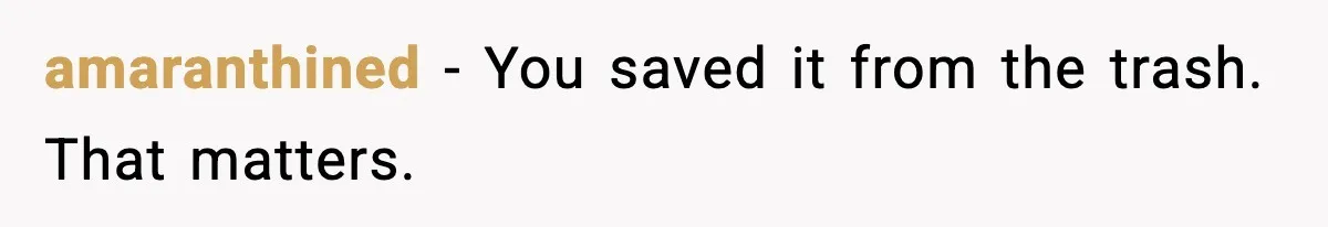 amaranthined - You saved it from the trash. That matters.