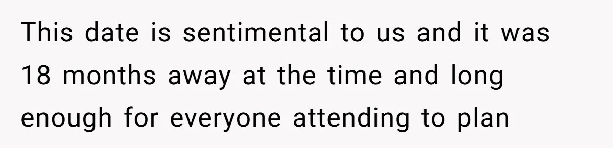 This date is sentimental to us and it was 18 months away at the time and long enough for everyone attending to plan