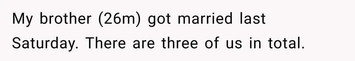 My brother (26m) got married last Saturday. There are three of us in total.