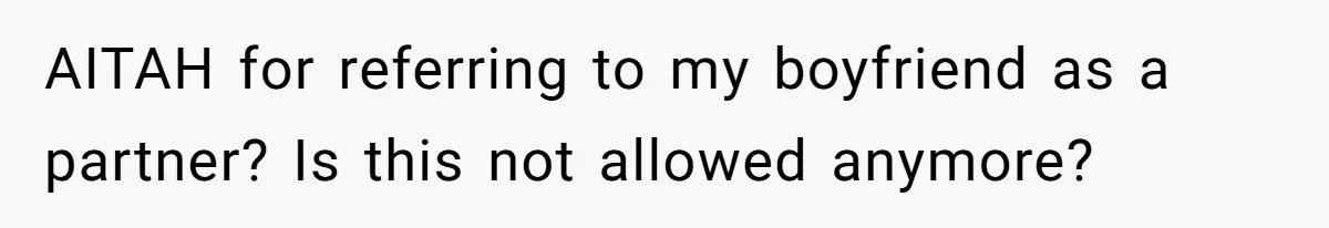 AITAH for referring to my boyfriend as a partner? Is this not allowed anymore?