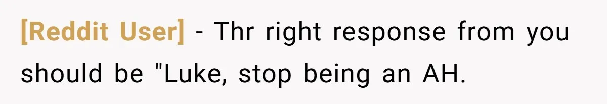 [Reddit User] − Thr right response from you should be "Luke, stop being an AH.