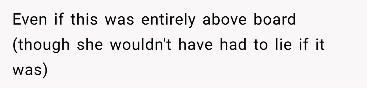 Even if this was entirely above board (though she wouldn't have had to lie if it was)