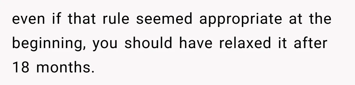 even if that rule seemed appropriate at the beginning, you should have relaxed it after 18 months.
