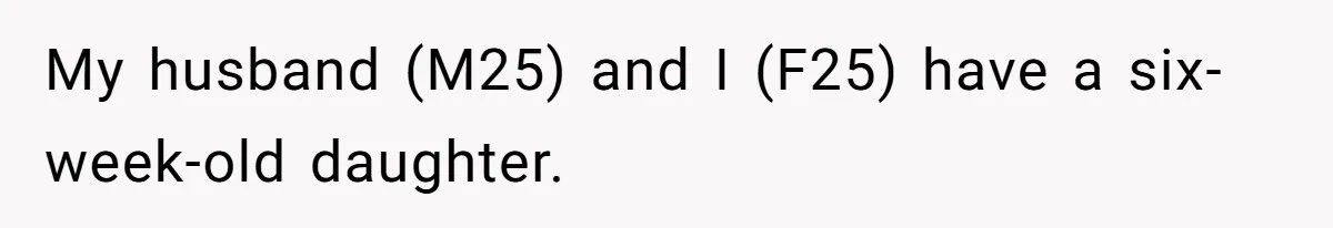 My husband (M25) and I (F25) have a six-week-old daughter.