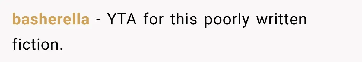 basherella − YTA for this poorly written fiction.