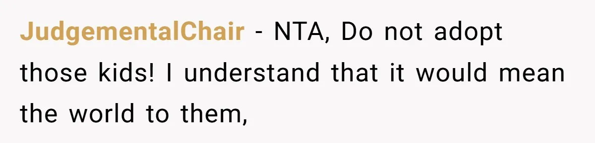 JudgementalChair − NTA, Do not adopt those kids! I understand that it would mean the world to them,