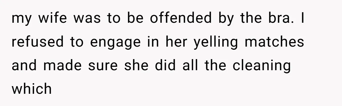 my wife was to be offended by the bra. I refused to engage in her yelling matches and made sure she did all the cleaning which