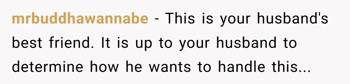 The Best Friend Who Stole a Boyfriend is Back and Pretending Nothing Ever Happened mrbuddhawannabe − This is your husband's best friend. It is up to your husband to determine how he wants to handle this...