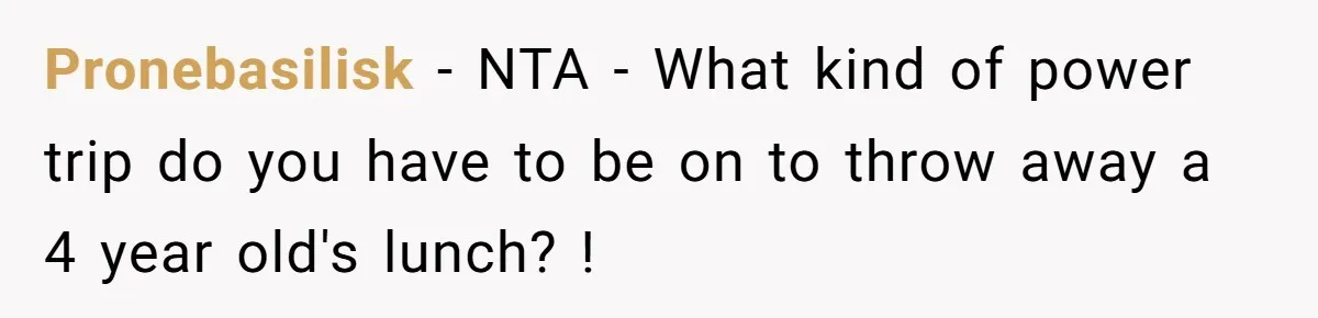 Aunt Takes Niece for Happy Meals After Teacher Discards Her Homemade School Lunch Pronebasilisk − NTA - What kind of power trip do you have to be on to throw away a 4 year old's lunch? !