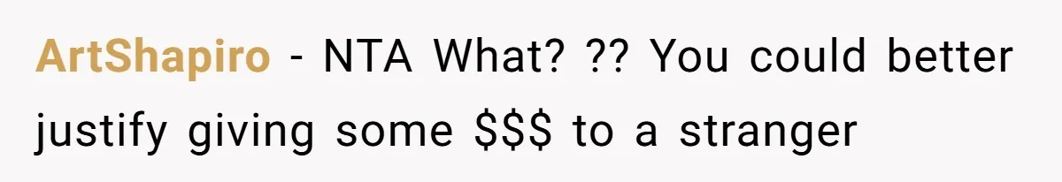 ArtShapiro − NTA What? ?? You could better justify giving some $$$ to a stranger