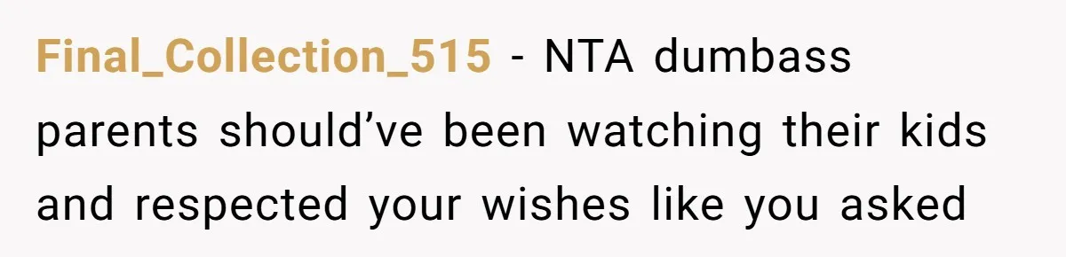Final_Collection_515 − NTA dumbass parents should’ve been watching their kids and respected your wishes like you asked