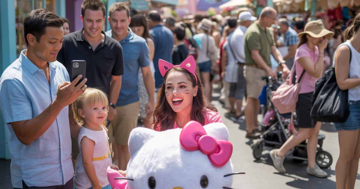 Woman Cuts A Kids’ Line At Hello Kitty, Then Can’t Believe Dad “Ruins” Her Photos