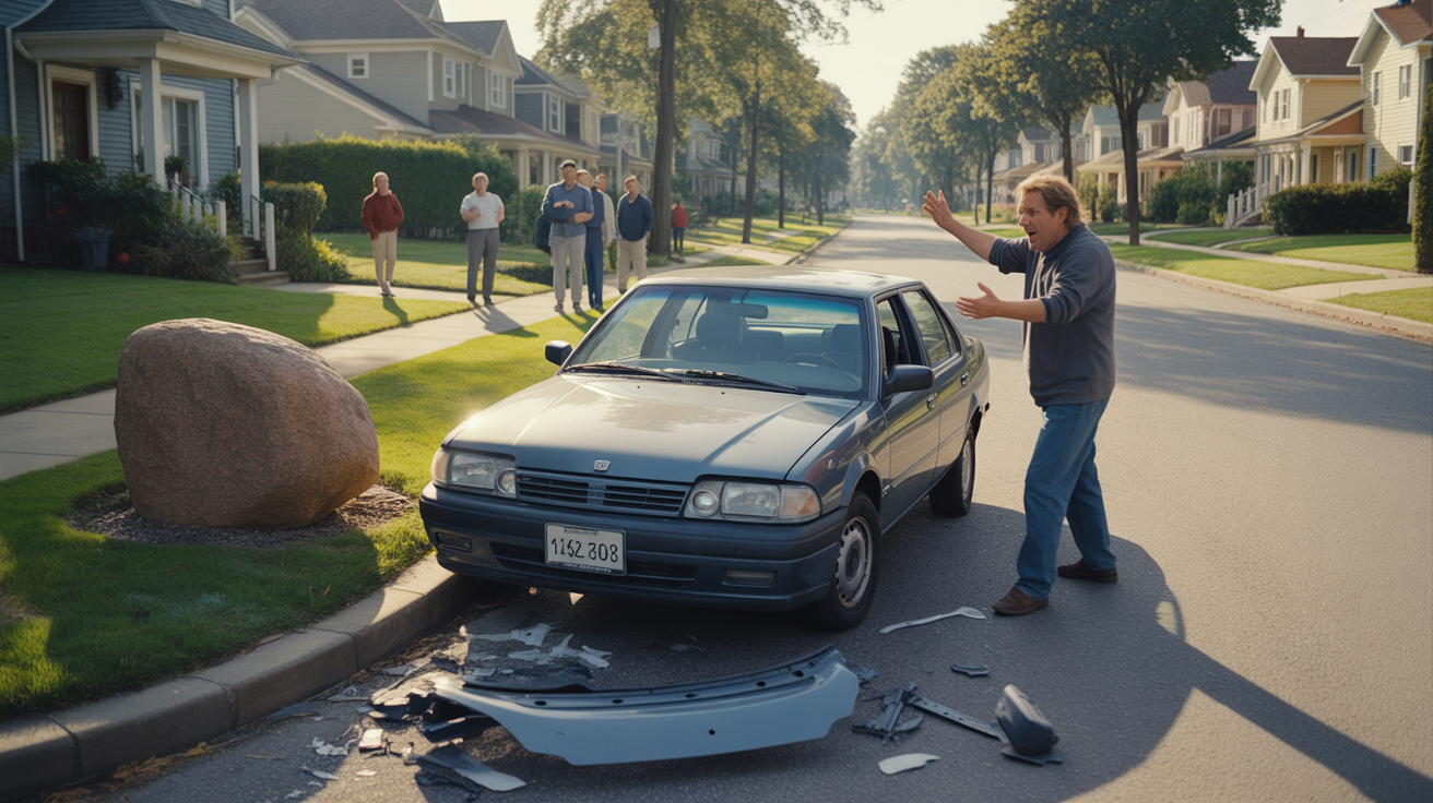 Homeowner Puts Big Rock in Yard, Speeding Drivers Learn Hard Way
