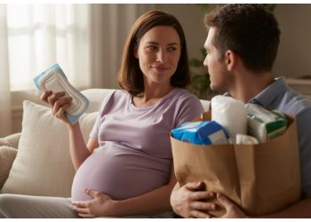 Six-Month Pregnant and Leaking, Boyfriend Learns What Breast Pads Are For