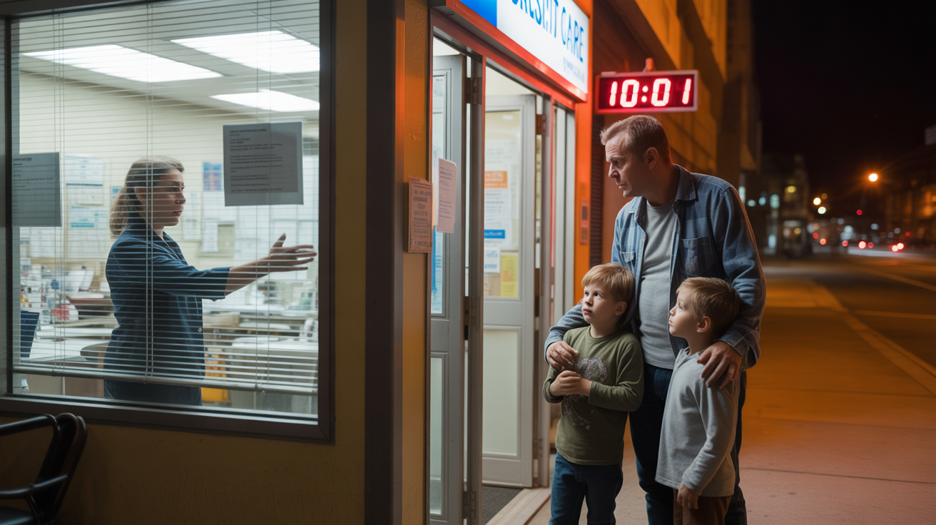Urgent Care Turns Away Dad and Kids at 10:01, Staff Hold Their Ground
