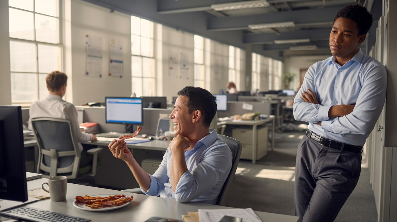 Muslim Coworker Asks Them To Stop Eating Bacon, They Refuse And Office Tension Explodes