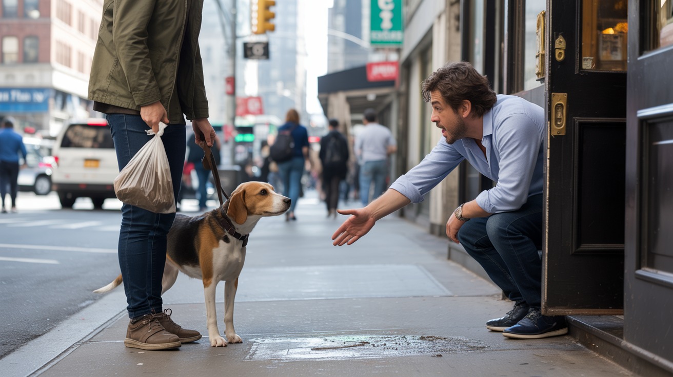 Dog Poops On NYC Sidewalk, Café Owner Comes Out Furious, Owner Says It’s Public Space Dog Poops On NYC Sidewalk, Café Owner Comes Out Furious, Owner Says It’s Public Space