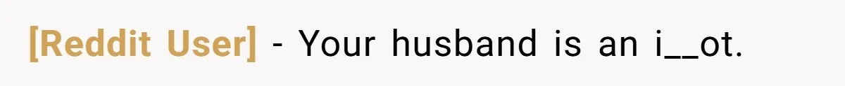 [Reddit User] − Your husband is an i__ot.
