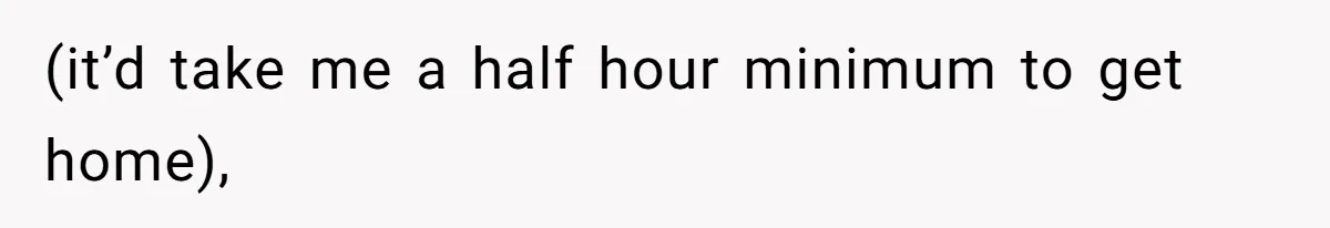 (it’d take me a half hour minimum to get home),