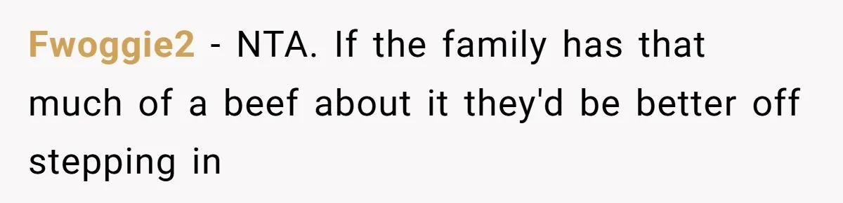Fwoggie2 − NTA. If the family has that much of a beef about it they'd be better off stepping in
