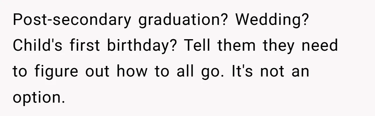 Teen Tells Divorced Parents He Wants Them Both There, Sparks Family Drama Post-secondary graduation? Wedding? Child's first birthday? Tell them they need to figure out how to all go. It's not an option.