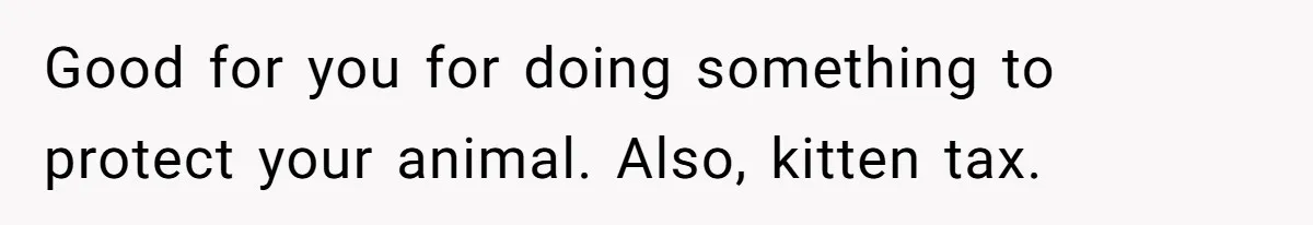 Good for you for doing something to protect your animal. Also, kitten tax.