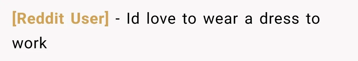 [Reddit User] − Id love to wear a dress to work