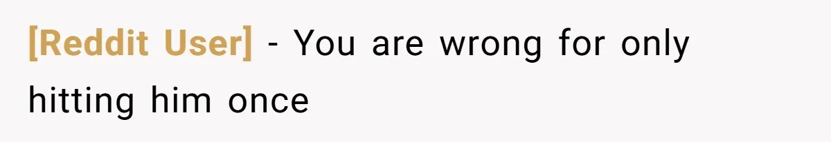 [Reddit User] − You are wrong for only hitting him once