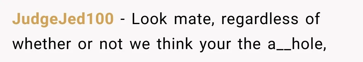 JudgeJed100 − Look mate, regardless of whether or not we think your the a__hole,
