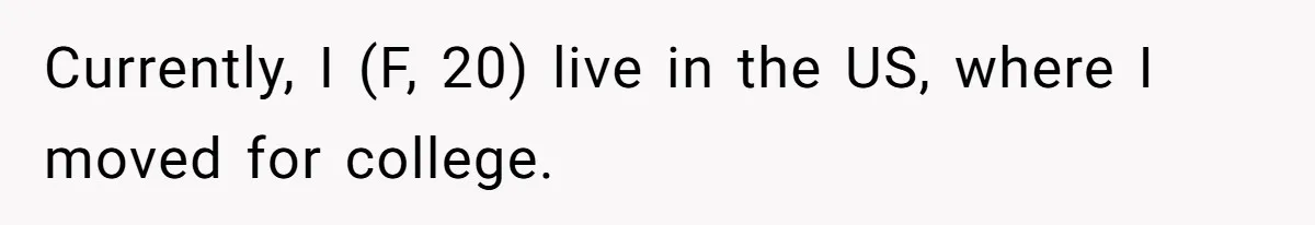 Currently, I (F, 20) live in the US, where I moved for college.