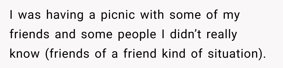 I was having a picnic with some of my friends and some people I didn’t really know (friends of a friend kind of situation).