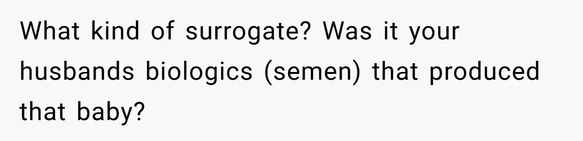 What kind of surrogate? Was it your husbands biologics (semen) that produced that baby?