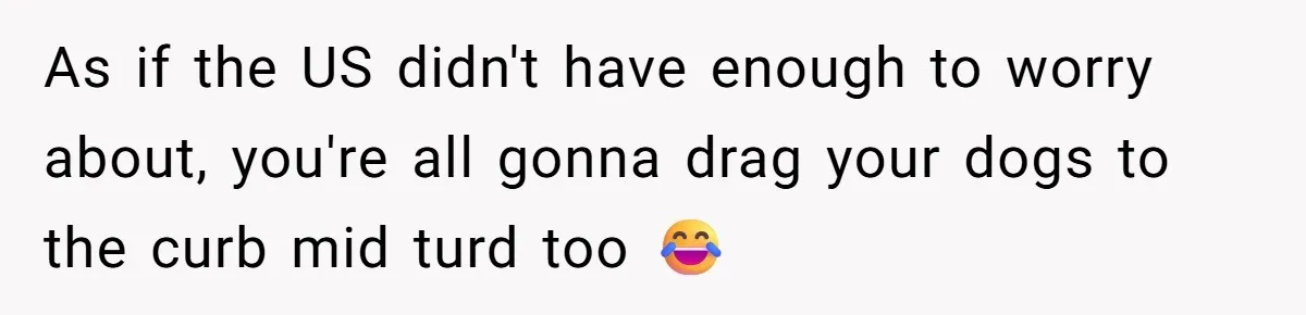 Dog Poops On NYC Sidewalk, Café Owner Comes Out Furious, Owner Says It’s Public Space As if the US didn't have enough to worry about, you're all gonna drag your dogs to the curb mid turd too 😂