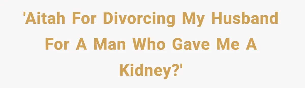 'AITAH for divorcing my husband for a man who gave me a kidney?'
