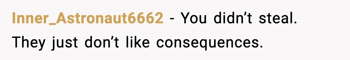 Inner_Astronaut6662 - You didn’t steal. They just don’t like consequences.