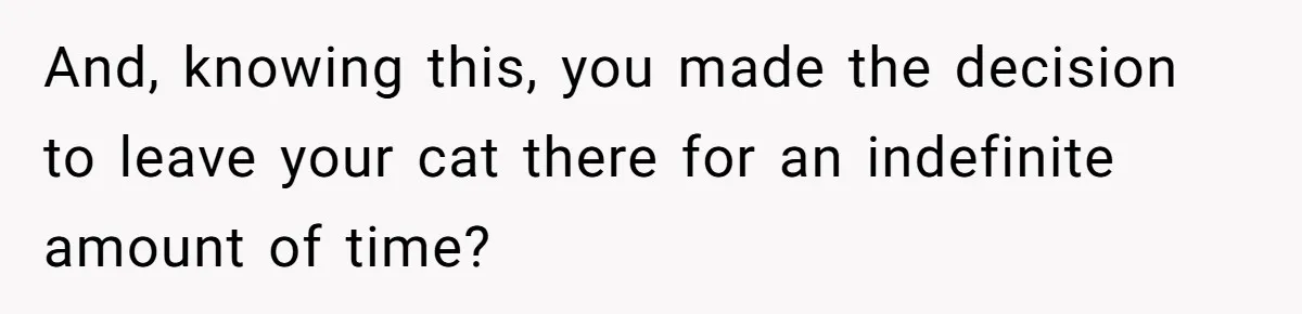 Woman Refuses To Let Parents Babysit Grandkids After They Disregard Her Wishes And Kill Her Cat And, knowing this, you made the decision to leave your cat there for an indefinite amount of time?
