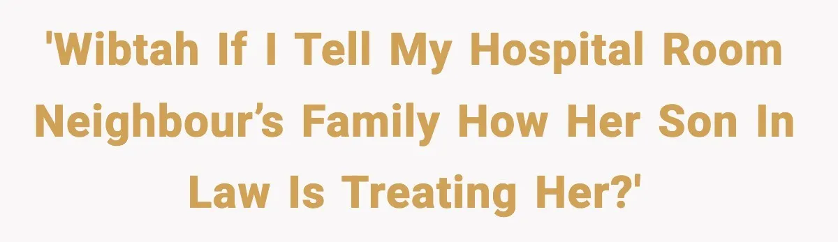 'WIBTAH if I tell my hospital room neighbour’s family how her son in law is treating her?'