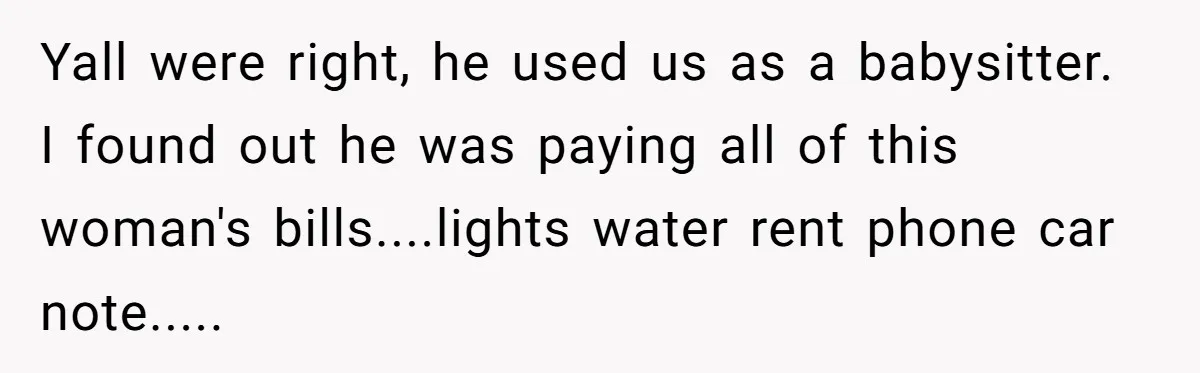 Wife Files For Divorce After Husband Wants Both Her And His Girlfriend Yall were right, he used us as a babysitter. I found out he was paying all of this woman's bills....lights water rent phone car note.....