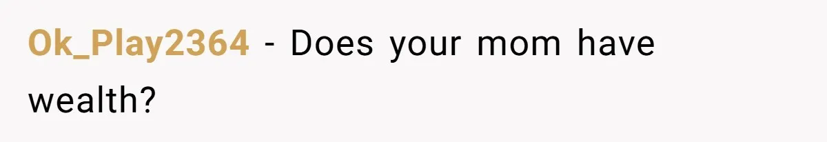 Ok_Play2364 − Does your mom have wealth?