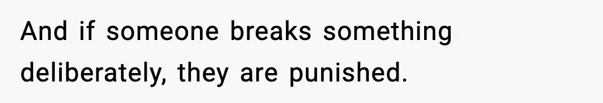 And if someone breaks something deliberately, they are punished.