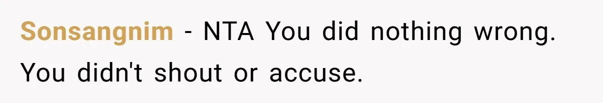 Sonsangnim − NTA You did nothing wrong. You didn't shout or accuse.
