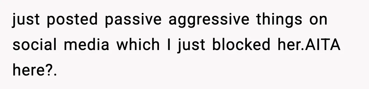 Woman Tells Sister Her “Rainbow Baby” Isn’t Special After He Ruins Twins’ Birthday Party just posted passive aggressive things on social media which I just blocked her.AITA here?.