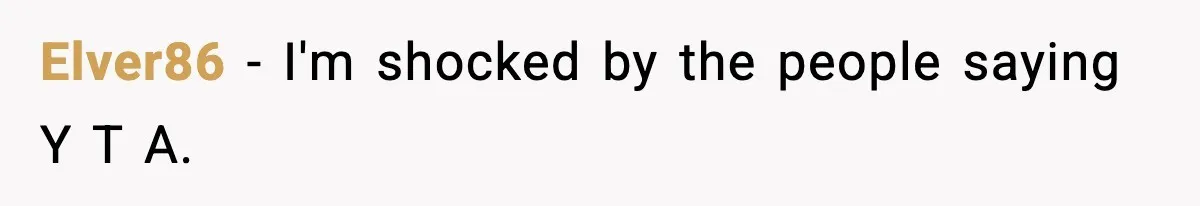 Elver86 − I'm shocked by the people saying Y T A.