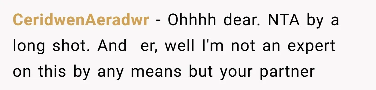 CeridwenAeradwr − Ohhhh dear. NTA by a long shot. And  er, well I'm not an expert on this by any means but your partner