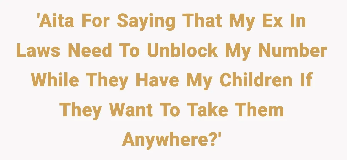 'AITA for saying that my ex in laws need to unblock my number while they have my children if they want to take them anywhere?'