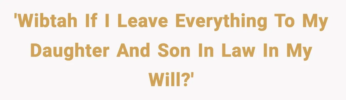 'WIBTAH if I leave everything to my daughter and son in law in my will?'