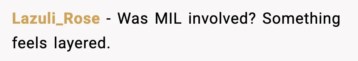 Lazuli_Rose - Was MIL involved? Something feels layered.